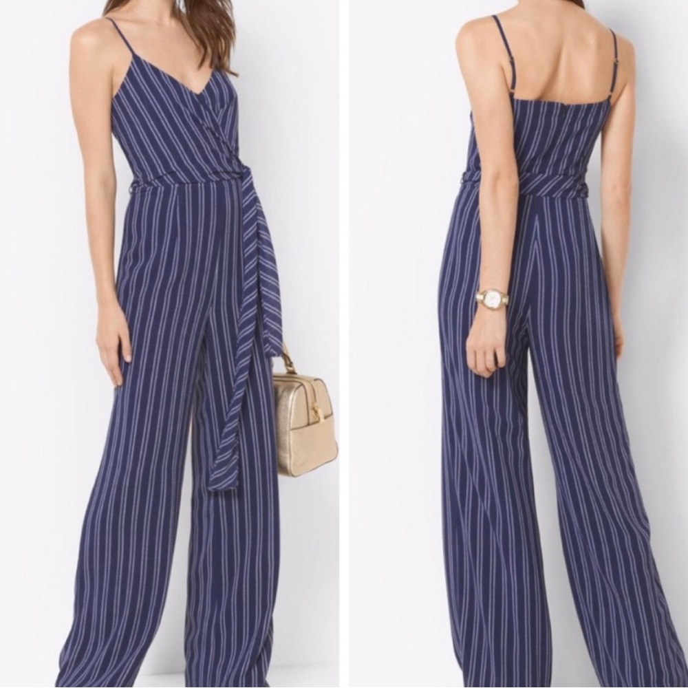 Michael Kors Navy Jumpsuit with Rope-Pattern Striping